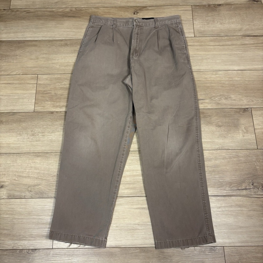 Eddie Bauer Pant Men's 35x30 Relaxed Fit Flat Front Chino Brown Lightweight
